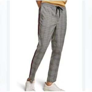 TopMan Check Side Stripe Slim Fit Joggers with Black Drawstring 30S